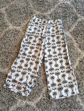 Nicole Miller 100% Linen Tropical Palm Pants